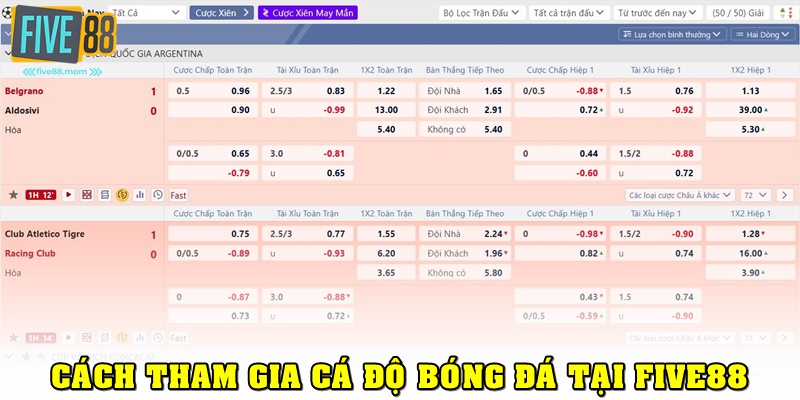 Các bước tham gia cá độ bóng đá tại FIVE88