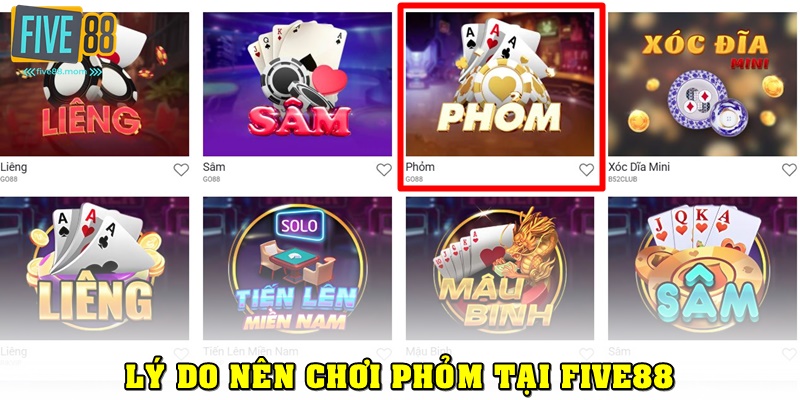 Lý do nên tham gia đánh bài phỏm trên FIVE88